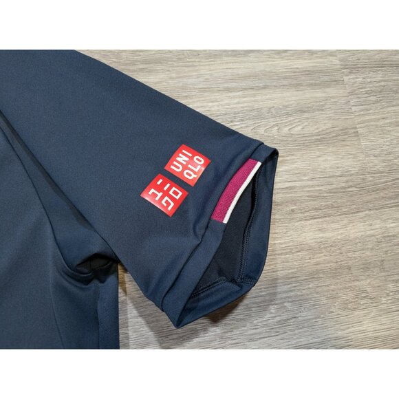 Roger Federer UNIQLO 2020 Australian Open Men's Large Polo Blue Tennis Logo - Picture 4 of 7